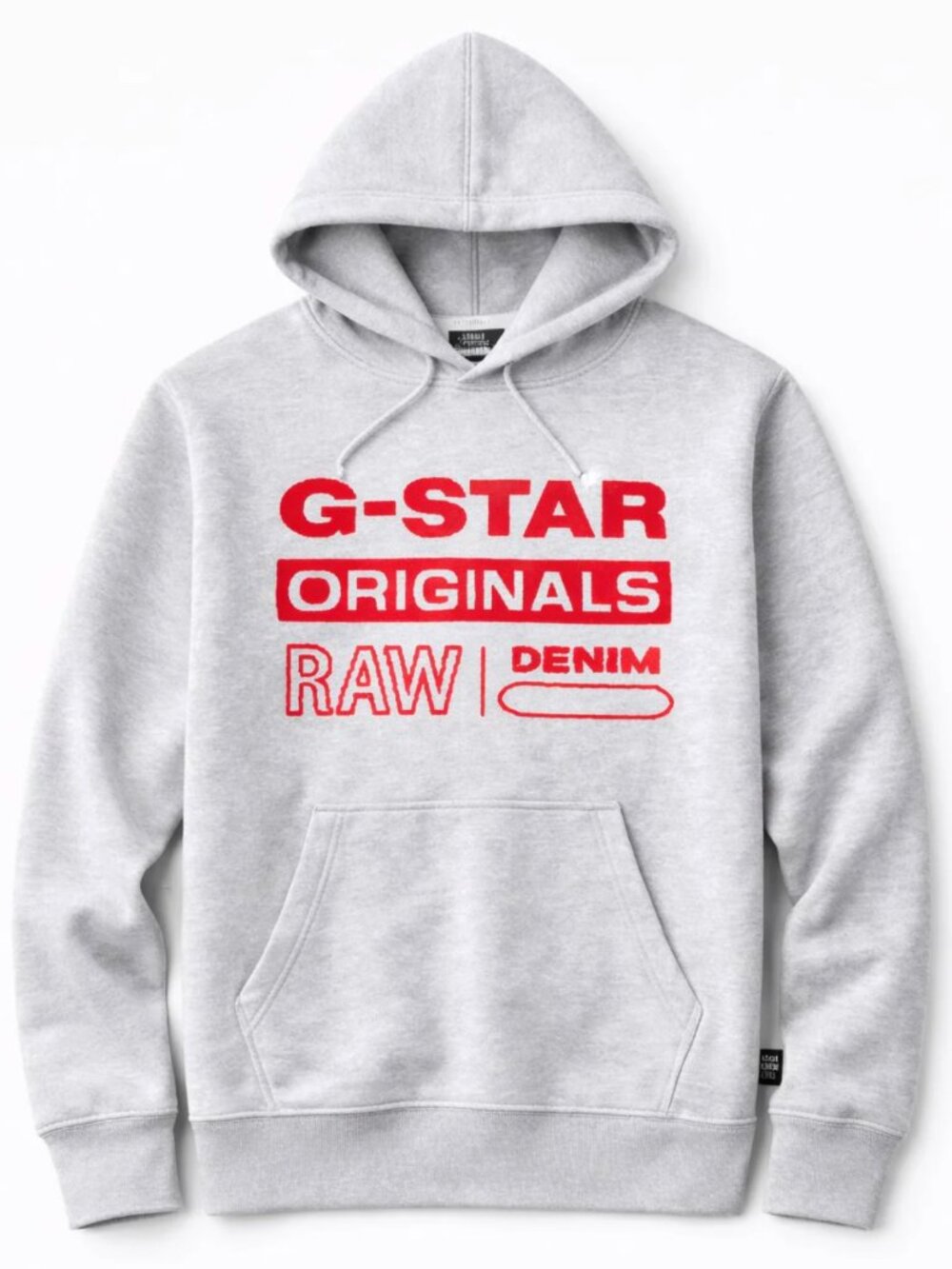 G-Star Light Heather Gray Logo Pullover Hoodie w- Red Logo S NWT